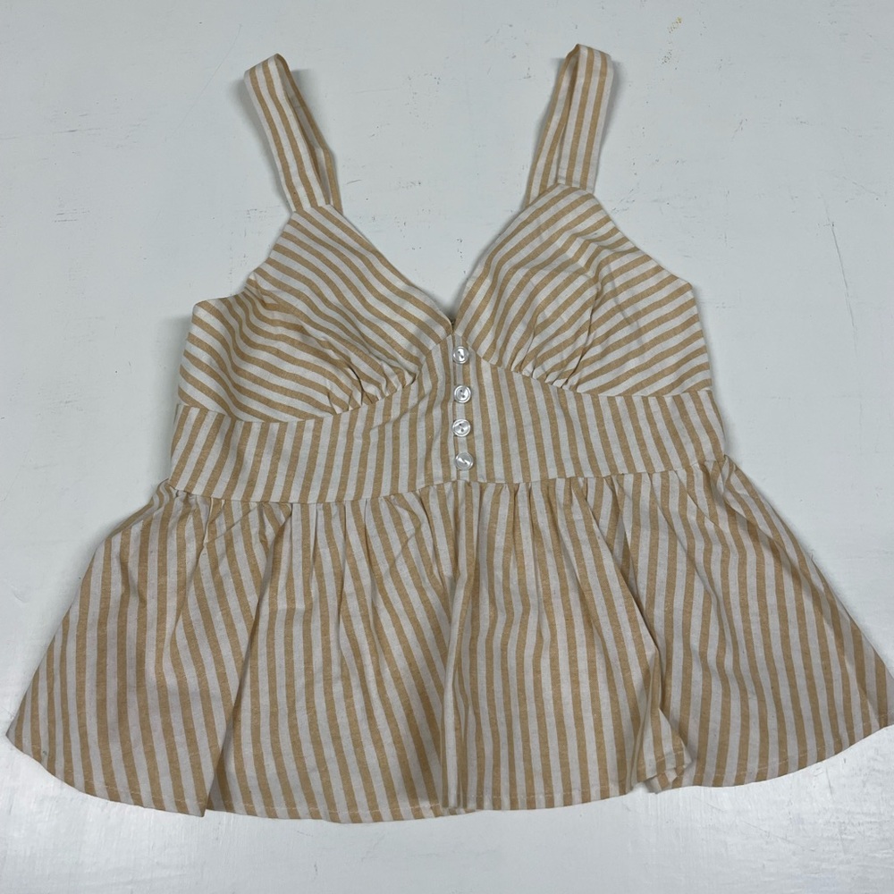 Good Luck Gem mustard and White Striped Top